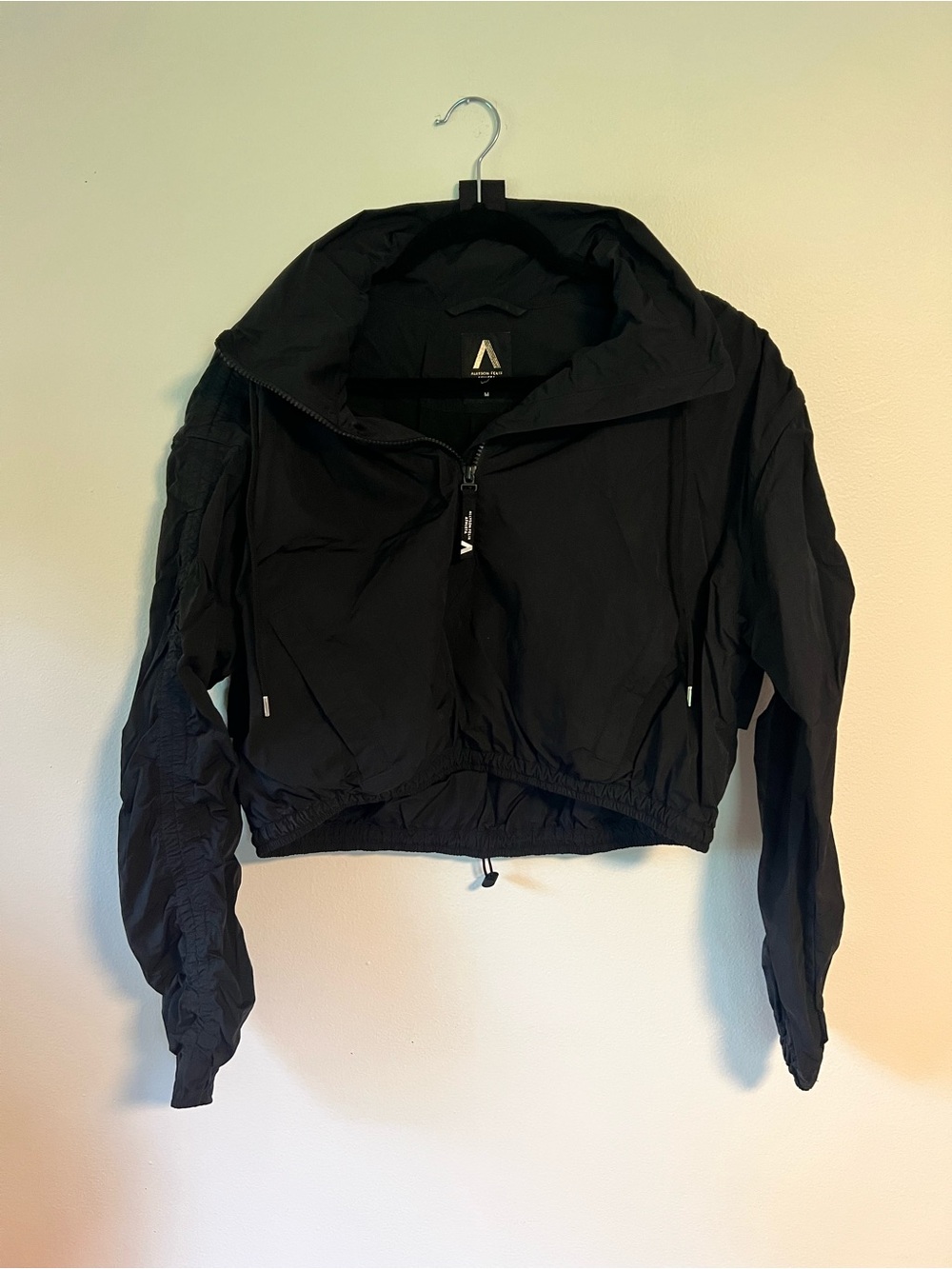 Athleta Black Cropped Bomber Jacket